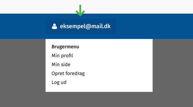 Eksempelbillede af brugermenu